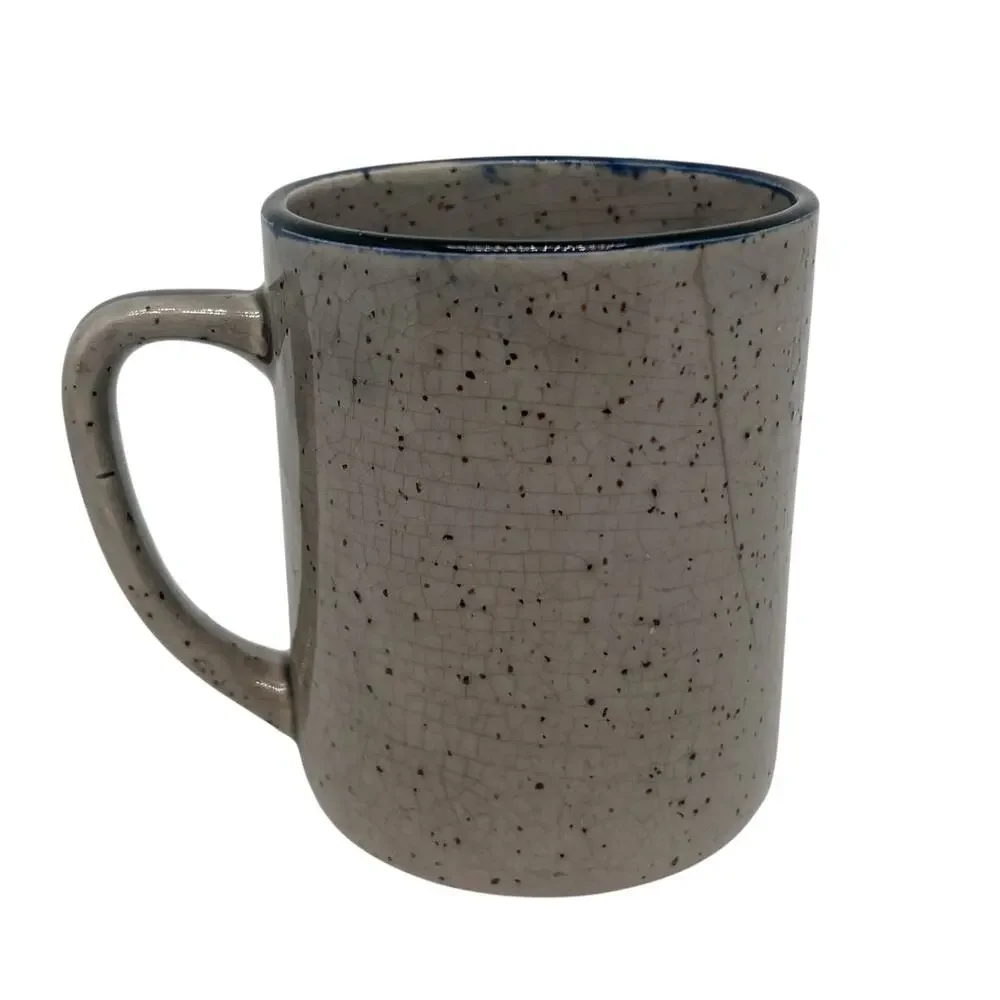 Vintage Speckled Ceramic Home Sweet Home Coffee Mug Gray and Blue